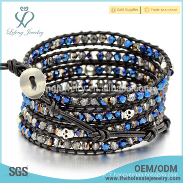 Trendy Bohemia leather beaded bracelets,multi wrap leather friendship bracelet